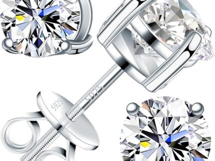 Moissanite Earrings for Men Women, 0.2ct-3.0ct Men 925 Sterling Silver Earrings, Round Cut Diamond Stud Earrings for Women