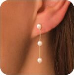 Moodear Pearl Earrings for Women, 14K Gold Plated Drop Earrings Jewelry