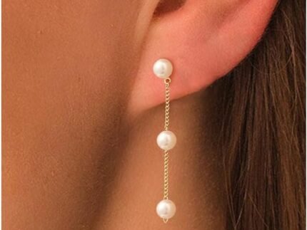 Moodear Pearl Earrings for Women, 14K Gold Plated Drop Earrings Jewelry