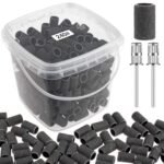 Nail Sanding Bands 240 Grit Extreme Fine 200Pcs Black Professional Bands and 2Pcs Nail Drill Bits for Manicures and Pedicure
