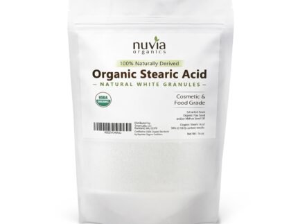 Nuvia Organics Stearic Acid – USDA Certified, Non-GMO, Cosmetic & Food Grade; 16oz