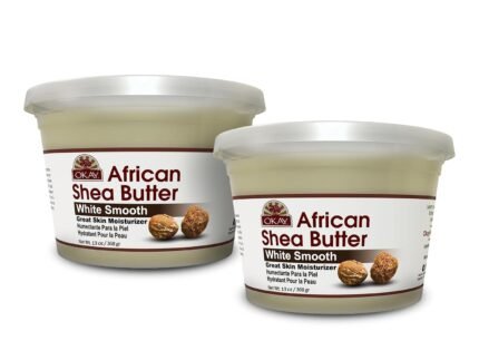 OKAY White Shea Butter for Hair and Skin – Raw African Shea Butter for Women and Men, Daily Moisturizer for Hair and Body, Helps with Stretch Marks, Soothes Dryness – 13 Oz Jar (Pack of 2)