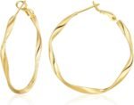 OOOPEL Gold Hoops Earrings for Women, Big 925 Sterling Silver Hoop Earrings Lightweight Hypoallergenic Sterling Silver Hoop Earrings for Women 30MM 40MM 50MM 60MM