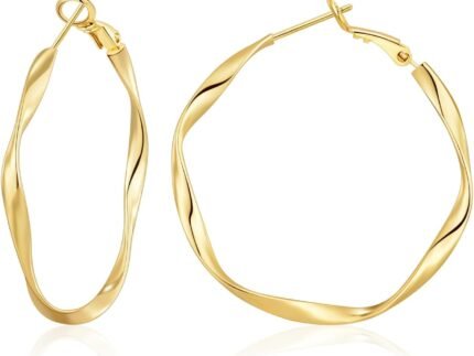 OOOPEL Gold Hoops Earrings for Women, Big 925 Sterling Silver Hoop Earrings Lightweight Hypoallergenic Sterling Silver Hoop Earrings for Women 30MM 40MM 50MM 60MM