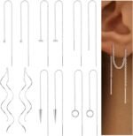 ORAZIO 6 Pairs Stainless Steel Chain Tassel Earrings for Women