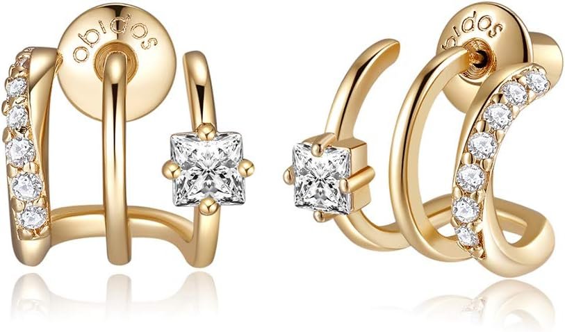 Obidos 14K Gold Plated Illusion Stud Earrings for Women | Triple Huggie Hoop Earrings for One Hole| Trendy Simple Hypoallergenic Fashion Accessories Gold Jewelry Gifts for Womens Obidos 14K Gold Plated Illusion Stud Earrings for Women | Triple Huggie Hoop Earrings for One Hole| Trendy Simple Hypoallergenic Fashion Accessories Gold Jewelry Gifts for Womens