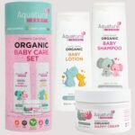 Organic Baby Essentials Bath Care Set – Certified Organic Baby Shampoo, Lotion & Nappy Cream – Dermatologist Tested, Newborn Safe, Gentle & Nourishing