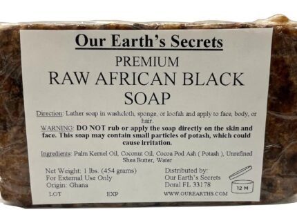 Our Earth’s Secrets Raw African Black Soap, 1 lb.