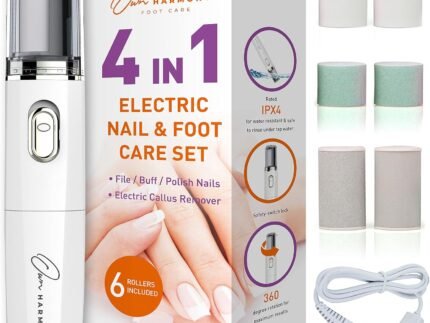 Own Harmony Electric Nail Buffer and Shine Kit for Natural Nails: Manicure Pedicure Tools with Callus Remover Foot Care, Best Electronic Mani Pedi Polisher Set to Buff, Polish, File Thick Toenails