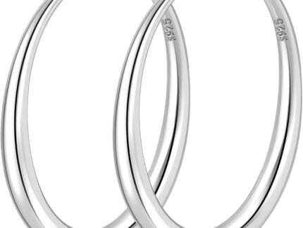 PABBEU Sterling Silver Hoop Earrings for Women Large Thick Chunky 35-70mm