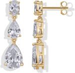 PAVOI 14K Gold Plated CZ Dangle Earrings for Women, Long Bridal Earrings