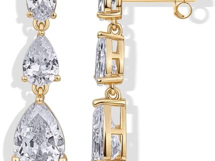 PAVOI 14K Gold Plated CZ Dangle Earrings for Women, Long Bridal Earrings