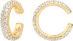 PAVOI 14K Gold Plated CZ Ear Cuff Earrings for Women, Clip On Cartilage