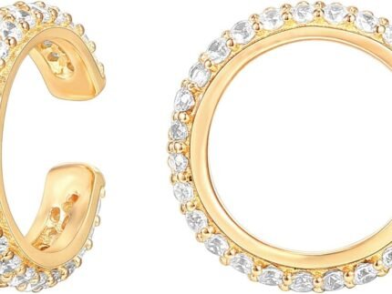 PAVOI 14K Gold Plated CZ Ear Cuff Earrings for Women, Clip On Cartilage