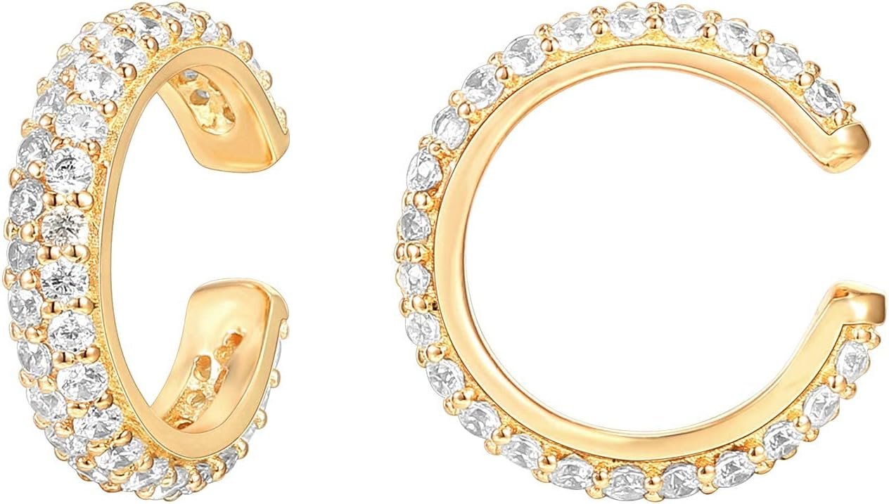 PAVOI 14K Gold Plated CZ Ear Cuff Earrings for Women, Clip On Cartilage PAVOI 14K Gold Plated CZ Ear Cuff Earrings for Women, Clip On Cartilage