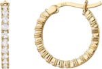 PAVOI 14K Gold Plated Cubic Zirconia Hoop Earrings for Women, Inside Out CZ