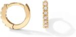 PAVOI 14K Gold Plated Dainty CZ Huggie Earrings for Women, Hoop Piercing