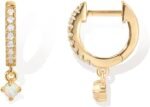 PAVOI 14K Gold Plated Dainty Motif Charms Huggie Hoop Earrings for Women