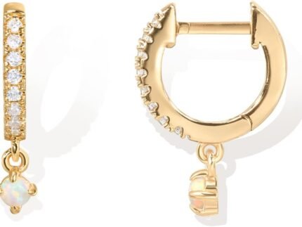 PAVOI 14K Gold Plated Dainty Motif Charms Huggie Hoop Earrings for Women