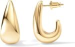 PAVOI 14K Gold Plated Statement Huggie Earrings for Women, Dome Hoops