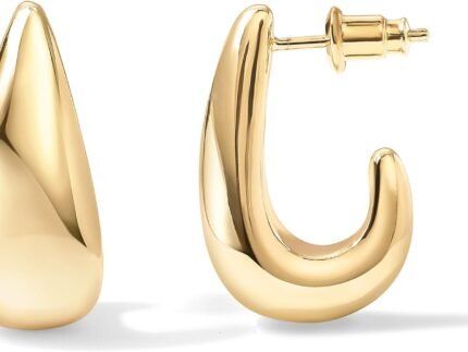 PAVOI 14K Gold Plated Statement Huggie Earrings for Women, Dome Hoops