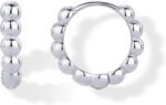 PAVOI 18K Gold Plated Beaded Huggie Hoop Earrings for Women, Dainty Huggies