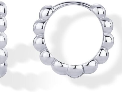 PAVOI 18K Gold Plated Beaded Huggie Hoop Earrings for Women, Dainty Huggies