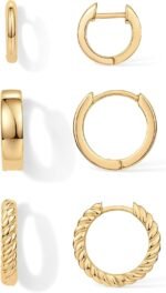 PAVOI Gold Hoop Earrings for Women, 3-Pair Small Huggie Earrings Set