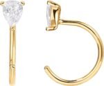 PAVOI Small Half Hoop Earrings, 14K Gold Plated Backless Earrings for Women