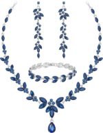 Paxuan Wedding Jewelry Sets for Bride Bridesmaid Bridal Jewelry Set for Women Wedding Crystal Necklace Earrings Bracelet Set for Party Prom Jewelry