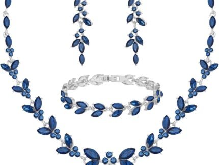 Paxuan Wedding Jewelry Sets for Bride Bridesmaid Bridal Jewelry Set for Women Wedding Crystal Necklace Earrings Bracelet Set for Party Prom Jewelry
