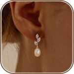 Pearl Earrings for Women:Gold Wedding Dangle Drop Earring Pearl Jewelry
