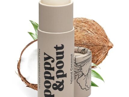 Poppy & Pout Island Coconut Jumbo Lip Balm | All Natural Lip Balms & Moisturizers | Hydrates with Beeswax, Vitamin E, Organic Coconut Oil | Cruelty-Free | Lip Balm in Recyclable Cardboard Tube
