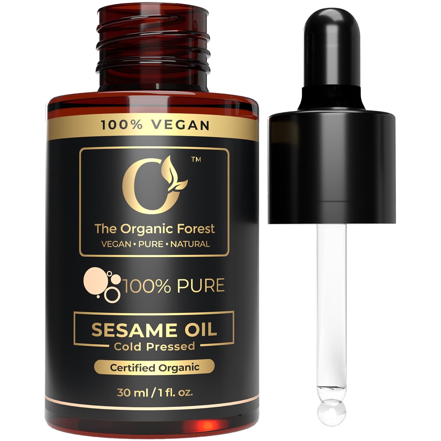 Premium Organic Sesame Oil – Cold Pressed, for Skin & Hair – Nutrient-Rich Sesame Seeds – Natural & Pure – Non-GMO, Vegan, Cruelty-Free, Hexane-Free – 1 fl oz Premium Organic Sesame Oil – Cold Pressed, for Skin & Hair – Nutrient-Rich Sesame Seeds – Natural & Pure – Non-GMO, Vegan, Cruelty-Free, Hexane-Free – 1 fl oz