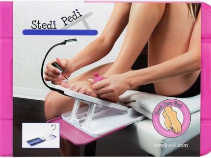 Pro At-Home Pedicure Kit & Foot Rest – Pedicure Station for Toenail Care, Trimming, Filing & Polish – Includes Bonus Lit Magnifier – Comfortable DIY Foot & Nail Care