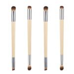 Professional Eyeshadow Brush Set Dual Ended Eye Makeup Brushes Dual Sided Eye Shadow Brush For Liquid Cream Powder Application Women Girls Gifts Soft Bristles 4 Piece Set (Black & Natural)