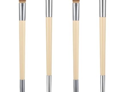 Professional Eyeshadow Brush Set Dual Ended Eye Makeup Brushes Dual Sided Eye Shadow Brush For Liquid Cream Powder Application Women Girls Gifts Soft Bristles 4 Piece Set (Black & Natural)