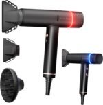 Professional Ionic Hair Dryer with Diffuser,150000 RPM High-Speed Ionic Low Noise Blow Dryer, Powerful 1600 Watt Motor for Fast Drying and Straight & Wavy Hair, Lightweight