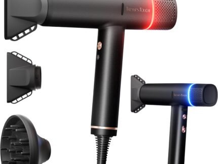 Professional Ionic Hair Dryer with Diffuser,150000 RPM High-Speed Ionic Low Noise Blow Dryer, Powerful 1600 Watt Motor for Fast Drying and Straight & Wavy Hair, Lightweight