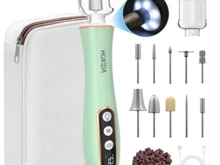 Professional Manicure Pedicure Kit with 360° LED Light&10 Speeds&Memory Mode with Case, Cordless Electric Nail Drill, Pedicure Tools for feet,Hand Foot Care Nail File for Thick Nail Toenail Cuticle