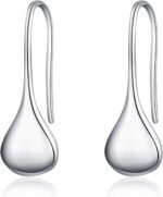 Pull Through Teardrop Dangle Earrings 925 Sterling Silver Simple Water Drop Earrings Birthday Mother's Day Christmas Gifts for Women