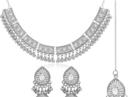 Quelay 3 Pcs Indian Jewelry Set for Women Traditional Kundan