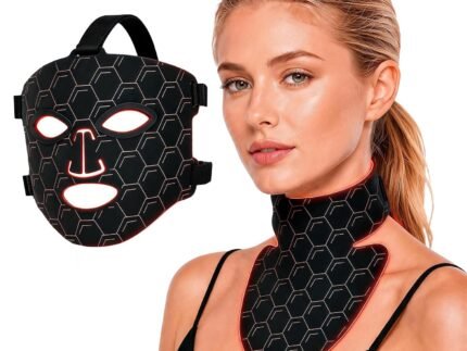 Red Light Therapy Mask for Face & Neck, Cordless LED Face Mask with 4 Modes