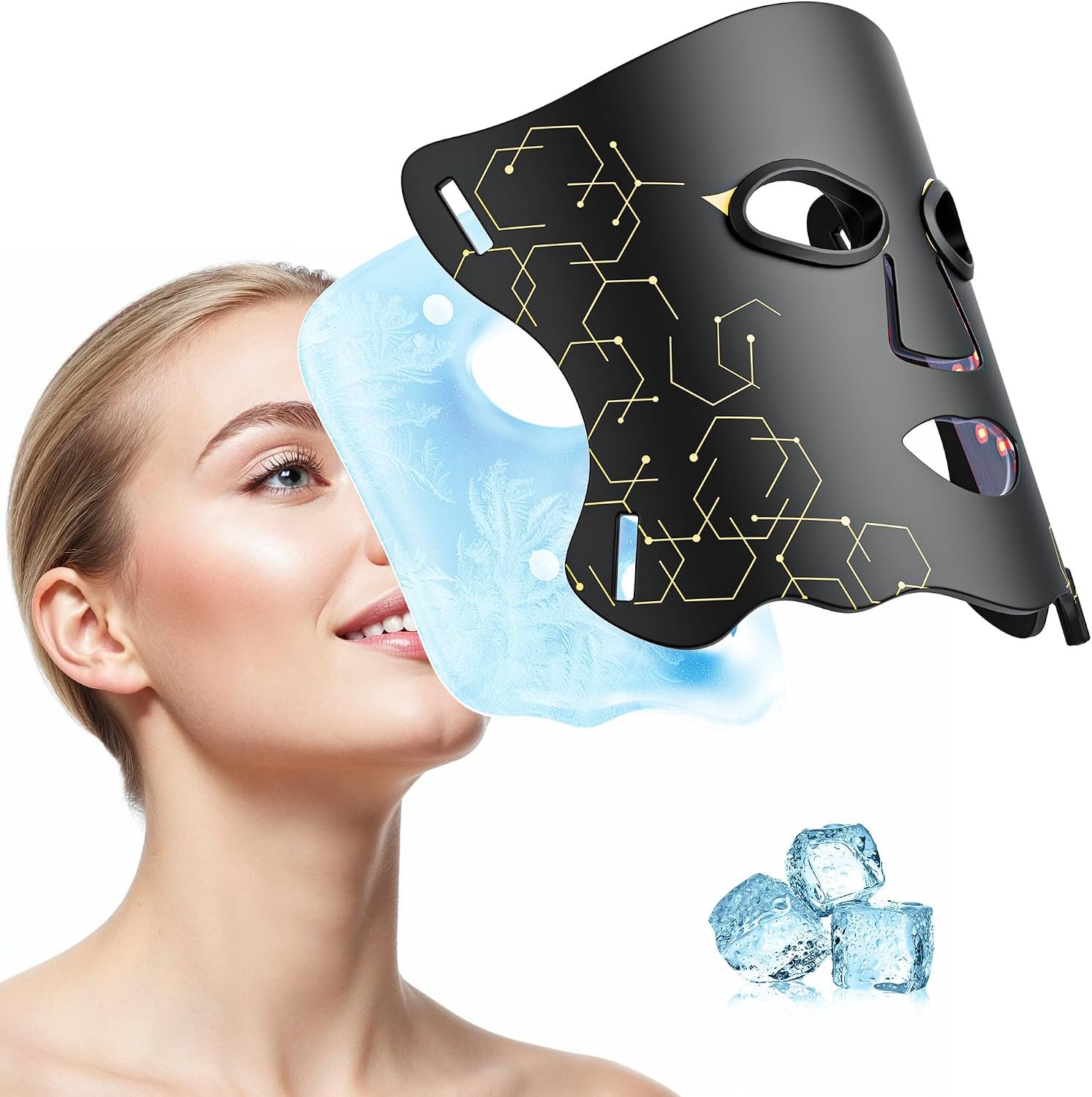 Red Light Therapy Mask with Cooling Gel Pack, 7-Color NIR 850nm LED Face Mask, LED Light Therapy Mask (E106A) with Rechargeable Remote – 180 Mins Use, Red Light Mask Home Travel Gift, Black Red Light Therapy Mask with Cooling Gel Pack, 7-Color NIR 850nm LED Face Mask, LED Light Therapy Mask (E106A) with Rechargeable Remote – 180 Mins Use, Red Light Mask Home Travel Gift, Black