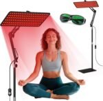 Red Light Therapy for Face and Body, 3-Wavelength (660nm Red, 850nm, 940nm Infrared) LED Infrared Light Therapy Lamp with Adjustable Stand, Protective Glasses for Home Use, Gift for Women Girls