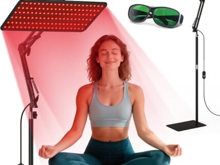 Red Light Therapy for Face and Body, 3-Wavelength (660nm Red, 850nm, 940nm Infrared) LED Infrared Light Therapy Lamp with Adjustable Stand, Protective Glasses for Home Use, Gift for Women Girls