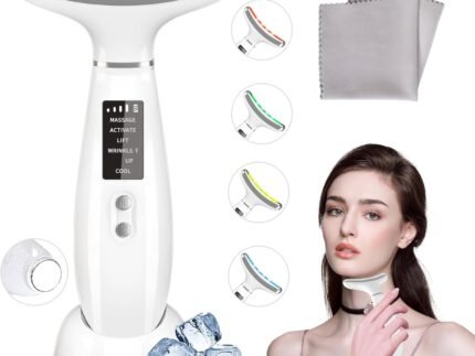 Red Light Therapy for Face and Neck, Facial Skin Care Tools, Micro-Current Vibration Facial Cold and Hot Service, Red and Blue LED Light, 4 Color LED Facial Light Therapy Device for Skin Care at Home