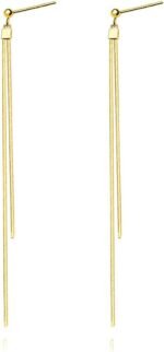 Reffeer Solid 925 Sterling Silver Tassel Chain Dangle Earrings for Women Teen Girls Long Dangle Drop Earrings Minimalist