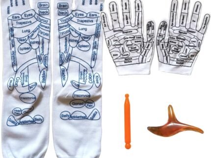 Reflexology Socks with Acupressure Massage Tools for Men and Women | Foot Pain Relief, Home Massage Therapy, Unisex Gift Idea Set of 4 (Blue, Large(9-11))