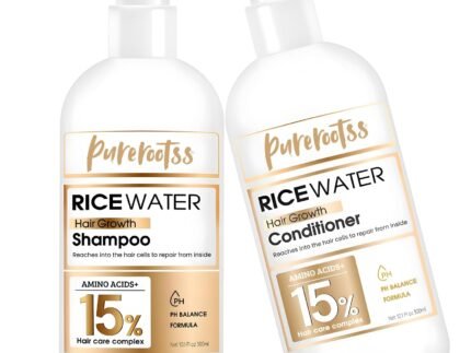 Rice Water Shampoo and Conditioner Set Thinning Hair Biotin and Caffeine